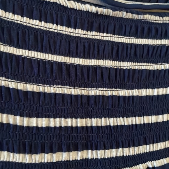 Blue and White Stripe Strapless Smocked Maxi Dress - Picture 4 of 4